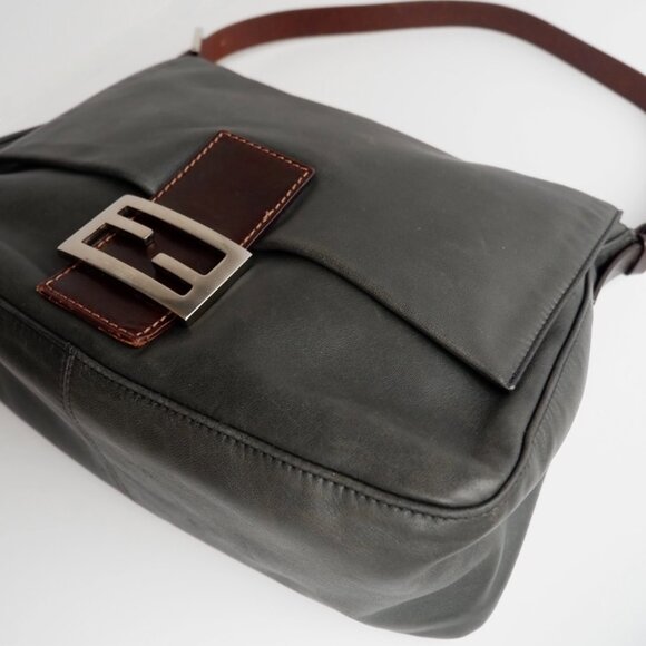 Authentic Preowned Fendi Black/Brown Leather Mamma Baguette Shoulder Bag - Picture 6 of 16